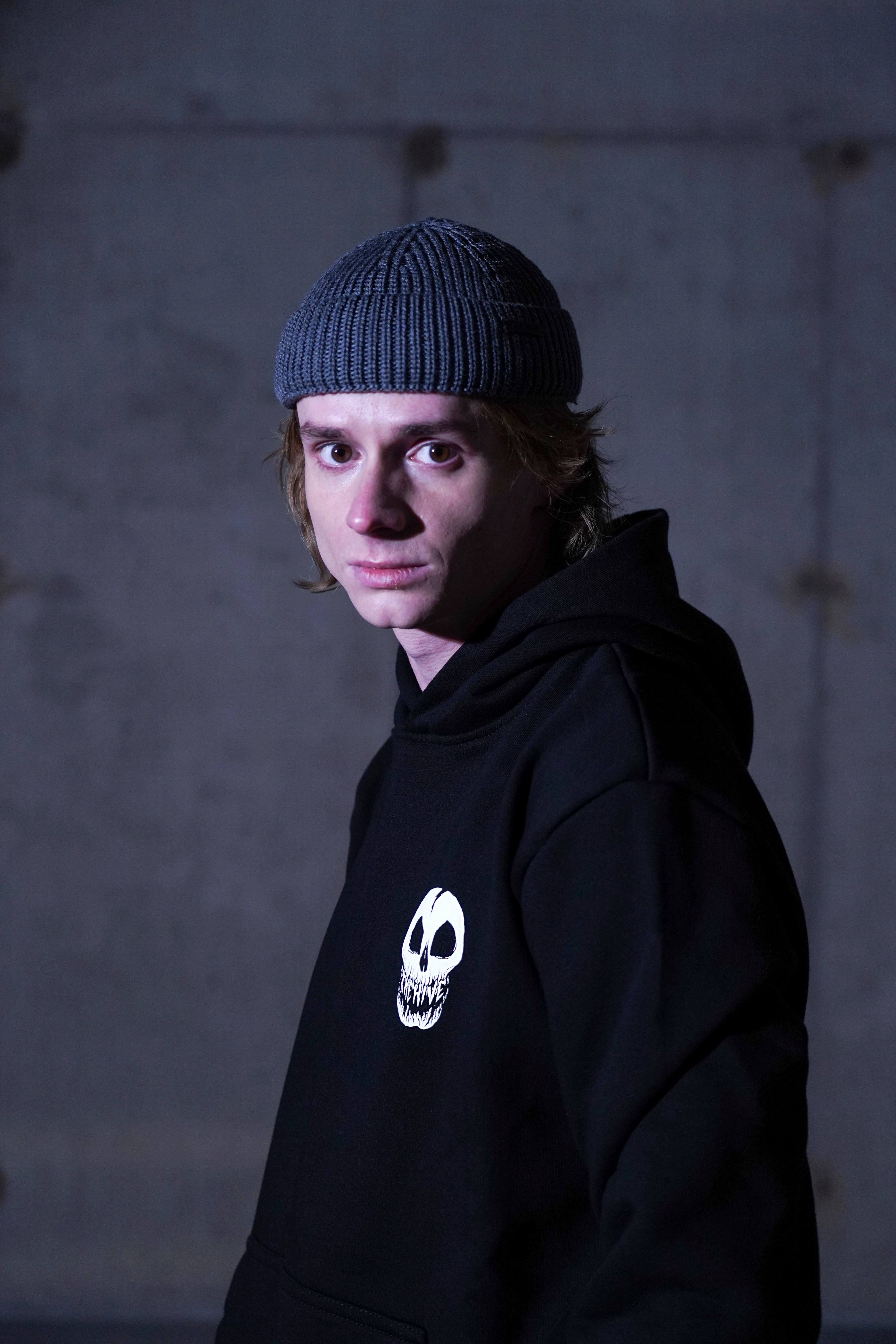 SKULL HOODIE IN BLACK 450gsm