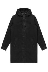 DENIM PARKA COAT IN BLACK