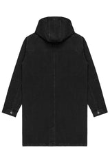 DENIM PARKA COAT IN BLACK