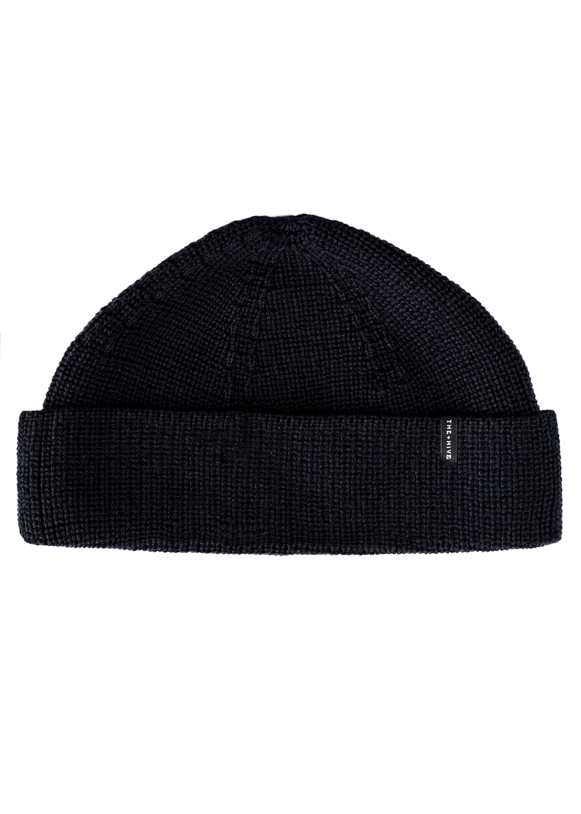 MERINO DOCKER SHORT BEANIE IN BLACK