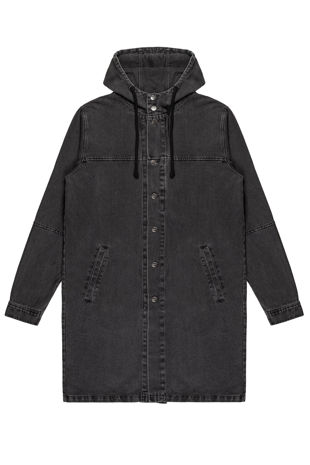 DENIM PARKA COAT IN WASHED BLACK – The Hive Clothing
