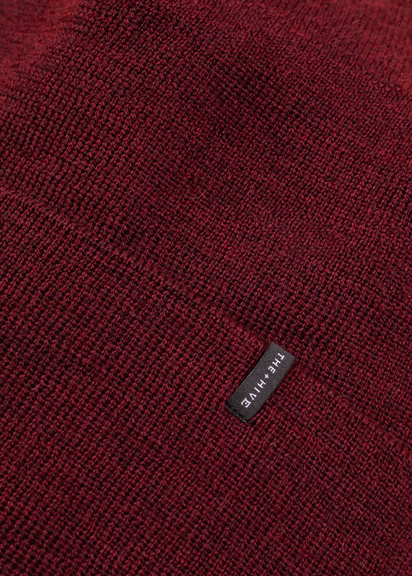 MERINO WOOL BEANIE IN BURGUND