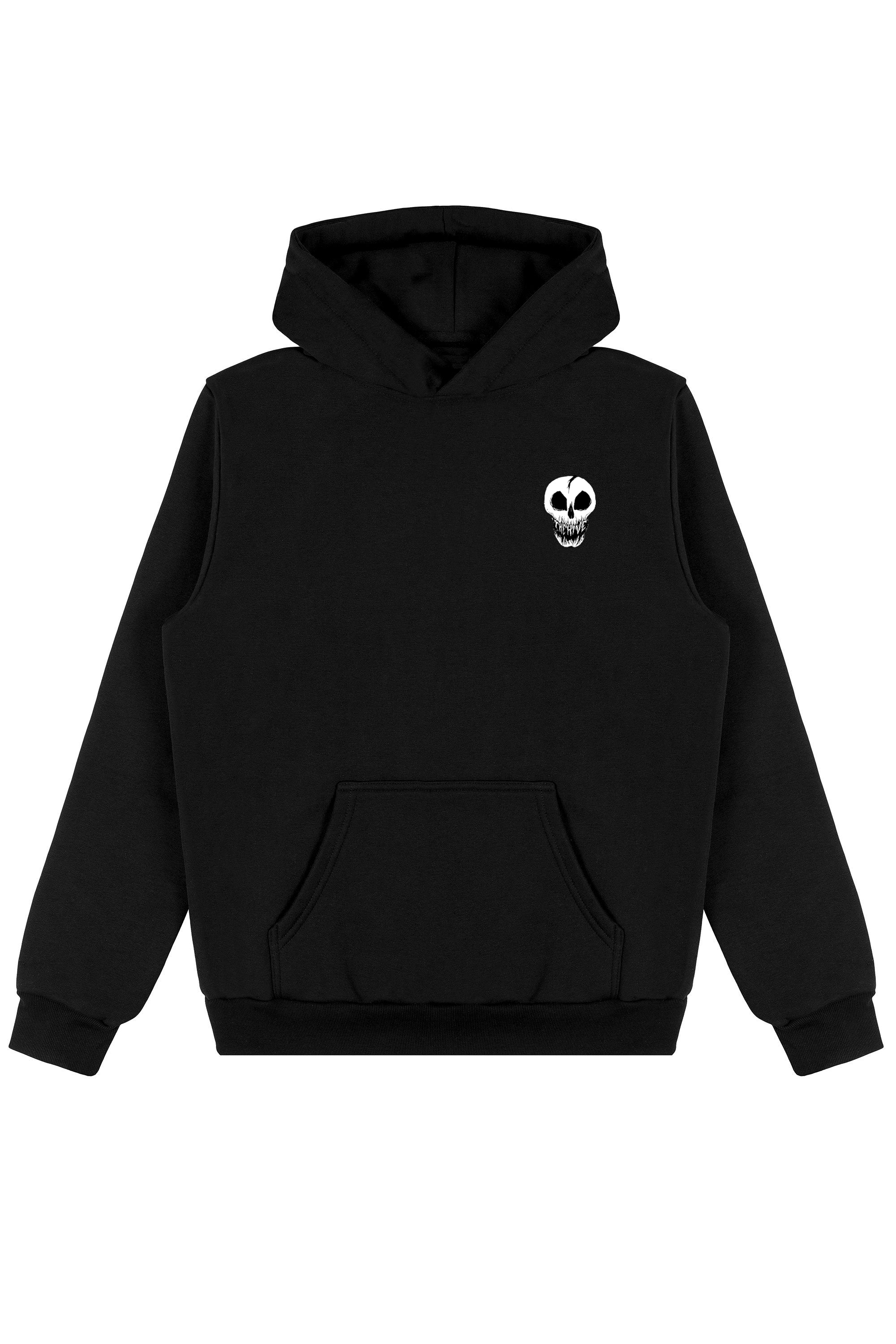 SKULL HOODIE IN BLACK 450gsm