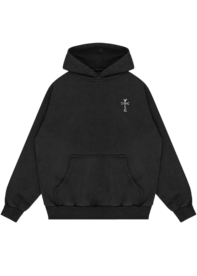 CROSS VINTAGE BLACK HOODIE 510GSM